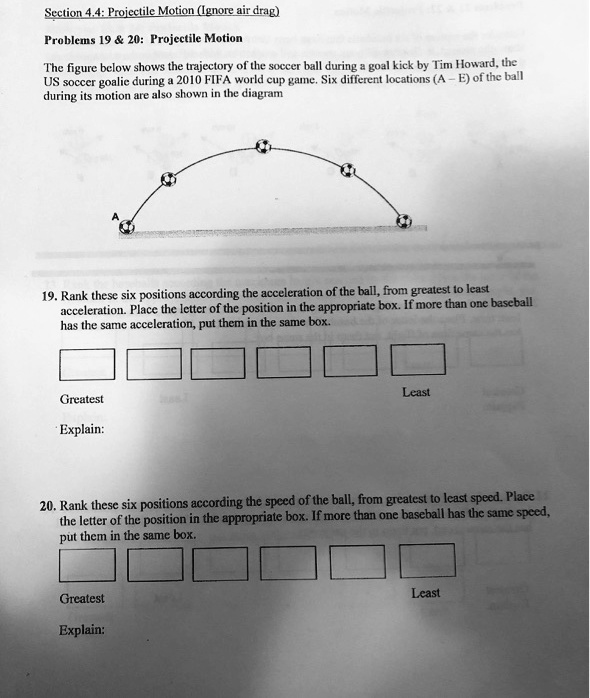 SOLVED Section 4.4 Projectile Motion (Ignore air and Problems 1920