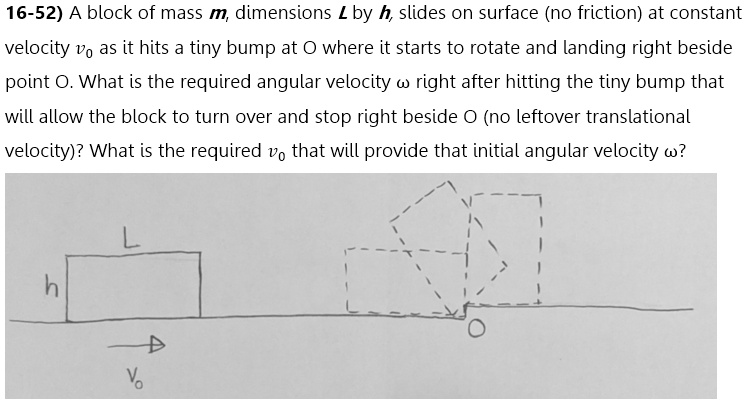 16-52) A block of mass m, dimensions L by h, slides on...