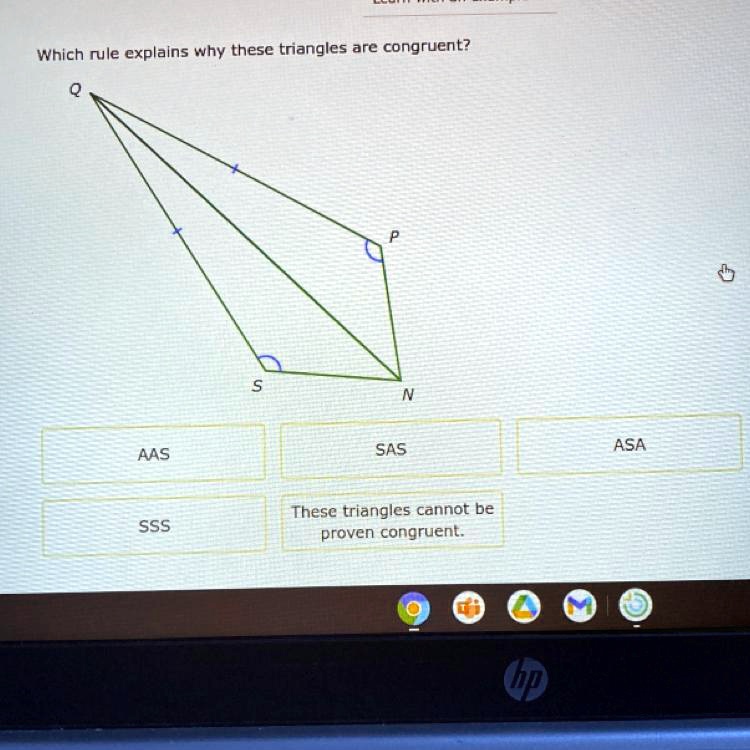 SOLVED 'Which rule explains why these triangles are congruent? Which