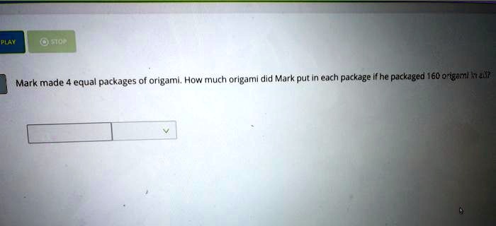 Mark made 4 equal packages of origami. How much origami did Mark put in each package if he packaged 160 origami in all?