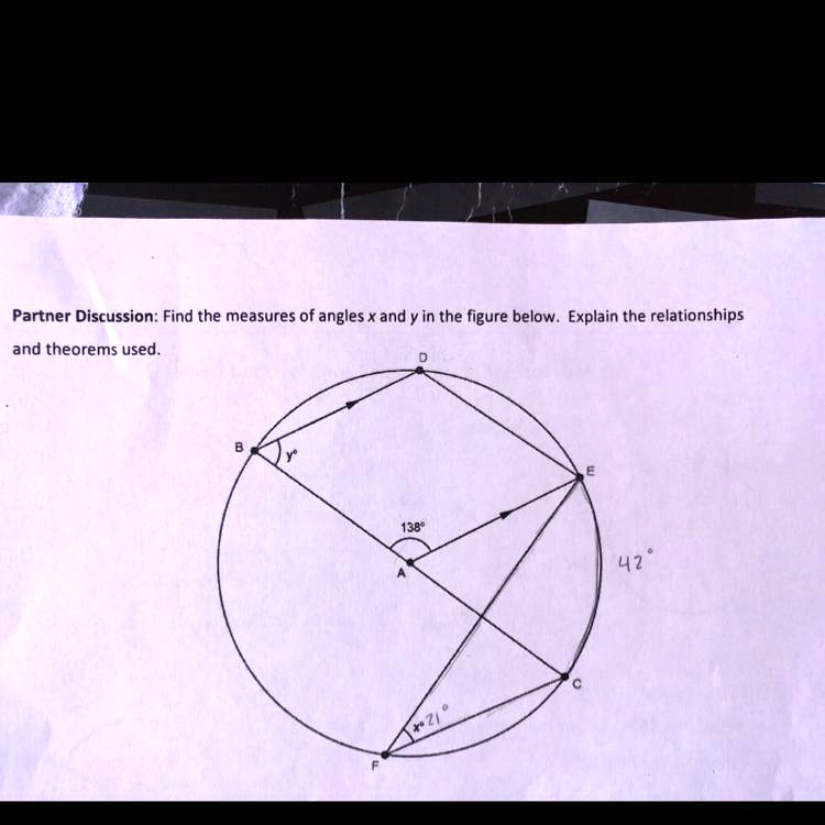 SOLVED: 'What is angle y and angle X? Partner Discussion: Find the ...