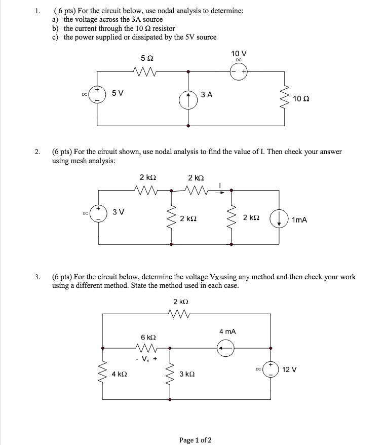 SOLVED: For The Circuit Below, Determine The Following 1. (6 Pts) For ...