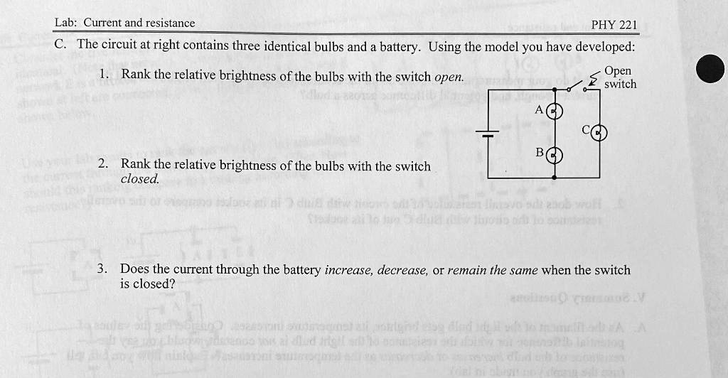 SOLVED Lab Current and resistance PHY 221 The circuit at right