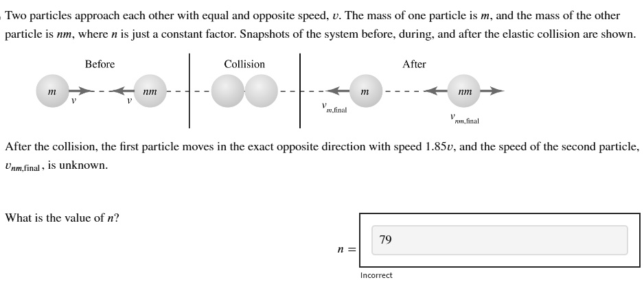 SOLVED: Two particles approach each other with equal and opposite speed ...