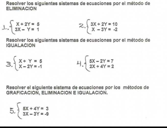 SOLVED: resolver los siguientes sistemas de ecuacion por el metodo de
