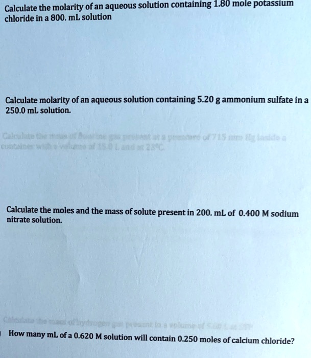 calculate the molarity of 250 ml aqueous solution containing 4 g naoh