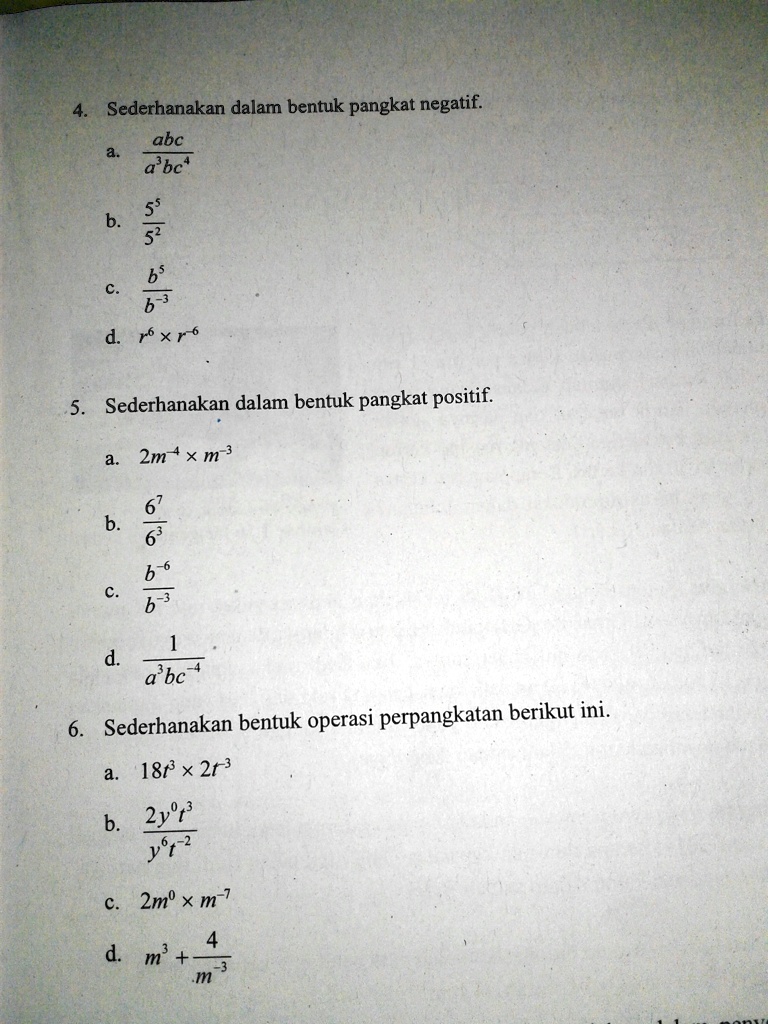 SOLVED: Bisa Bantu Jawab No 2-6? Sederhanakan Dalam Bentuk Pangkat ...