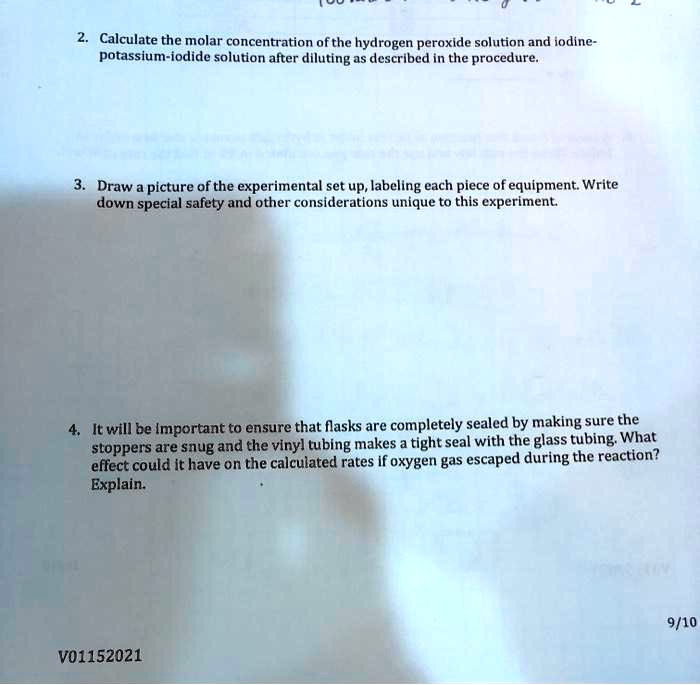 SOLVED Calculate the molar concentration of the hydrogen peroxide