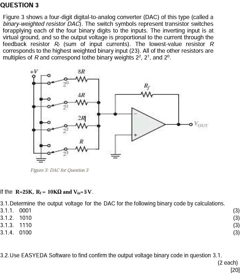 SOLVED: QUESTION 3 Figure 3 shows a four-digit digital-to-analog ...