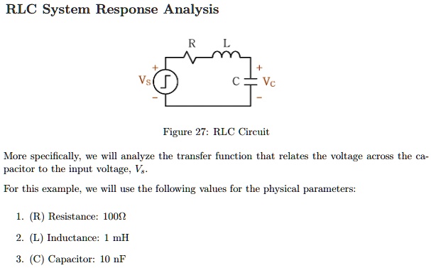 SOLVED: Derive the transfer function model for the RLC circuit, G(s ...