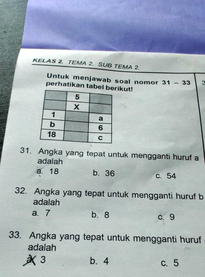 SOLVED: Angka Yang Tepat Untuk Mengganti Huruf A, B, Dan C Adalah ...