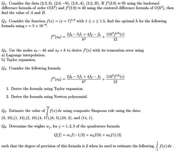 SOLVED: Consider the data (23,3). (2.6, (29.A) (32.B) IF f'(2.9) 95 ...