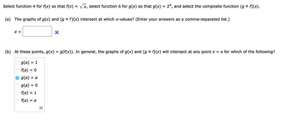 Solved Select Function For F X So That F X Vx Select Function For G X So That G X 2