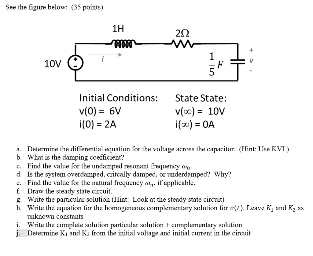 SOLVED See the figure below (35 points) 1H 20 1 F 5 10V Initial
