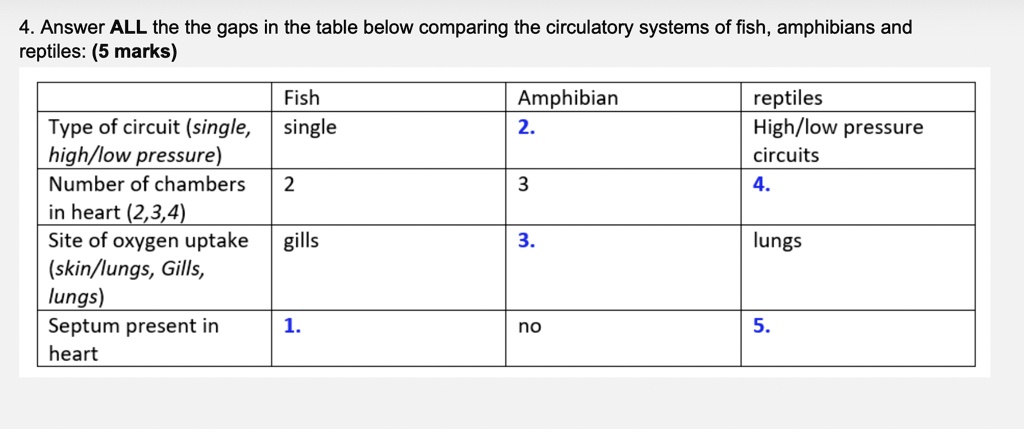 SOLVED: Answer ALL the gaps in the table below comparing the