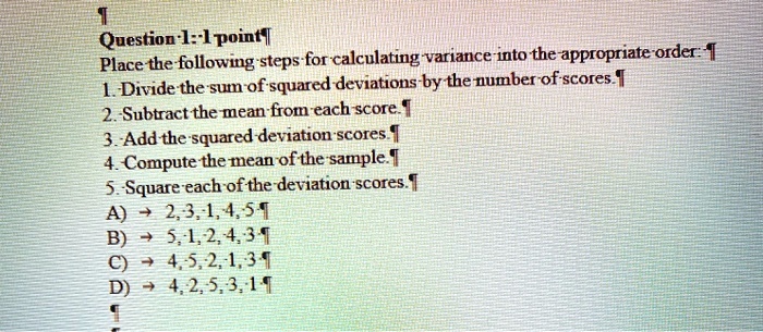 SOLVED:Question-1:-Ipoint ]| Place-the following steps for calculating ...