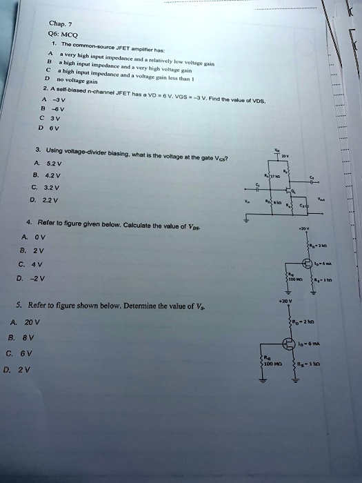 SOLVED Chap.7 Q6 MCQ 1. The commonsource JFET amplifier has a very