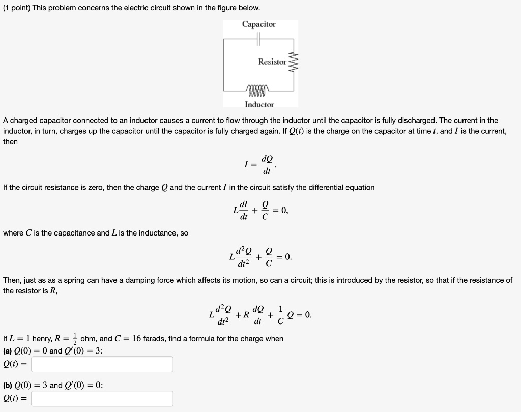 SOLVED point) This problem concerns the electric circuit shown in the