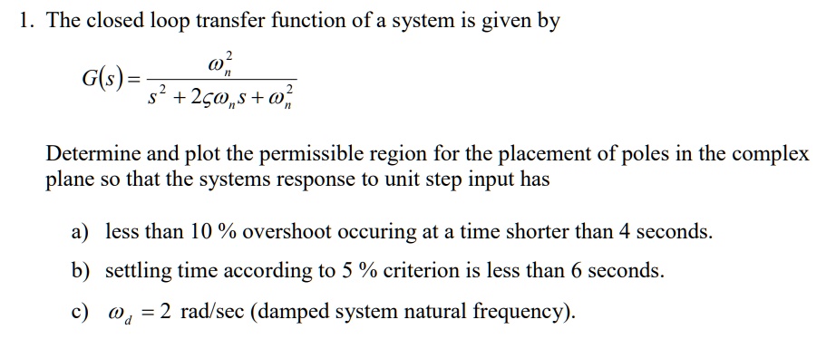 SOLVED: The closed-loop transfer function of a system is given above ...