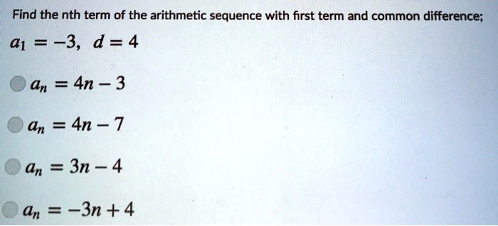 Find The Nth Term Of The Arithmetic Sequence With Firs Itprospt