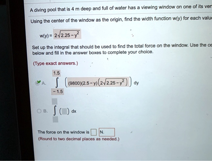 Pool Diving Math Problem SOLVED: A diving pool that is 4 m deep and full of water has a viewing ...