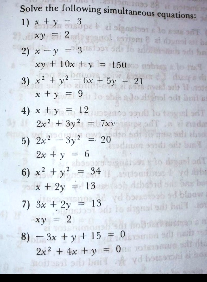 Solve The Following Simultaneous Equations 1 X Y Itprospt