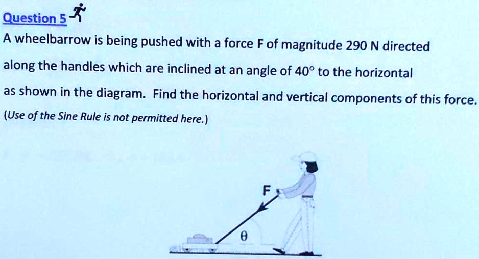 SOLVED Question 5 wheelbarrow is being pushed with a force F of