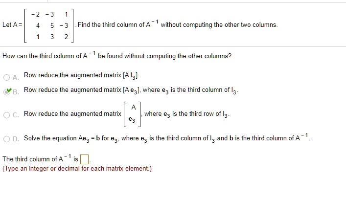 SOLVED Find the third column of A without computing the other