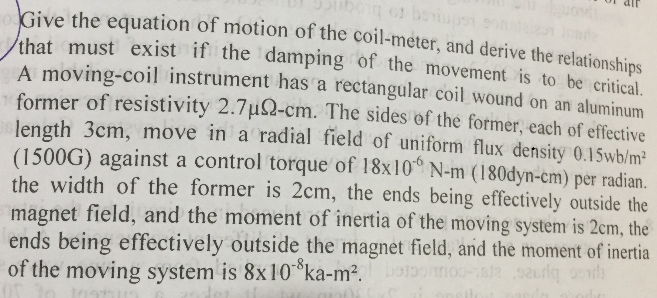 SOLVEDGive the equation of motion of the coilmeter, and derive the