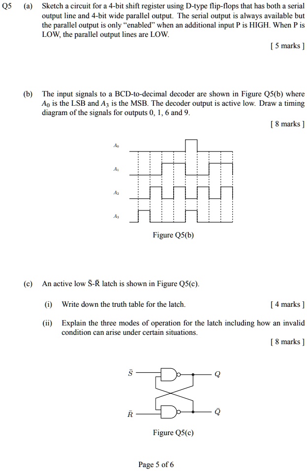 q5 a sketch a circuit for a 4 bit shift register using d type flip ...