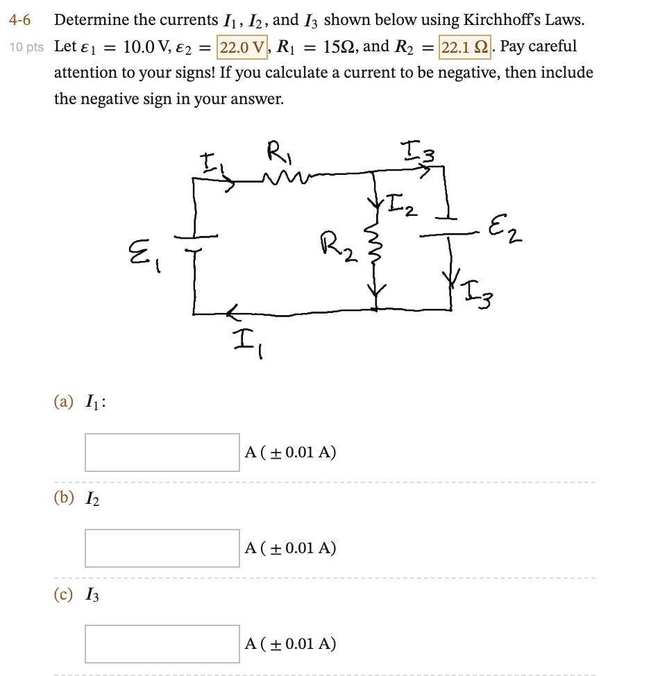 Solved 4 6 Determine The Currents I1 I2 And I3 Shown Below Using