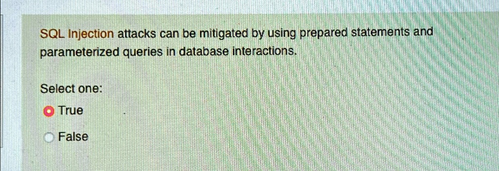 VIDEO solution: SQL Injection attacks can be mitigated by using ...