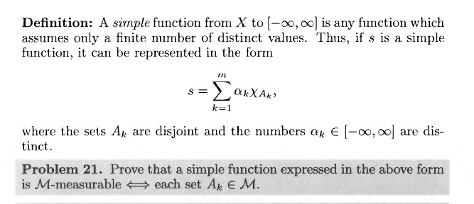 SOLVED: Definition: A simple function from X to [-∞, ∞] is any function ...
