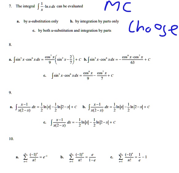 Integral Rdr the integral inxdr can be evaluated mc by u substitution only b by ...