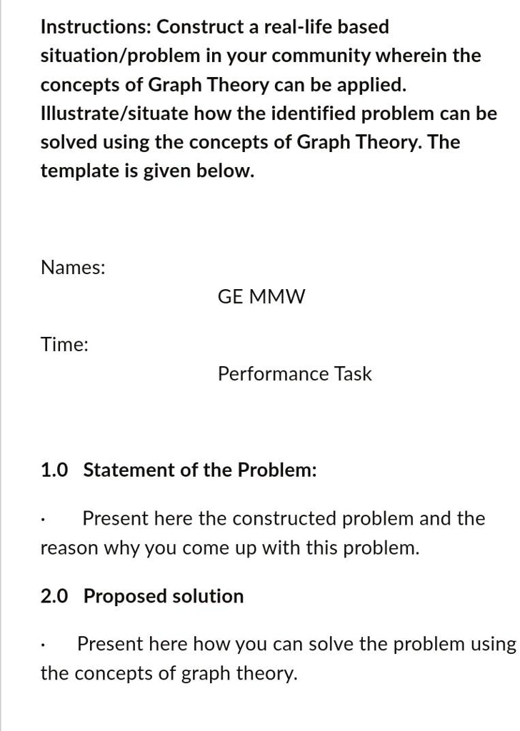 instructions construct a real life based situation problem in your ...