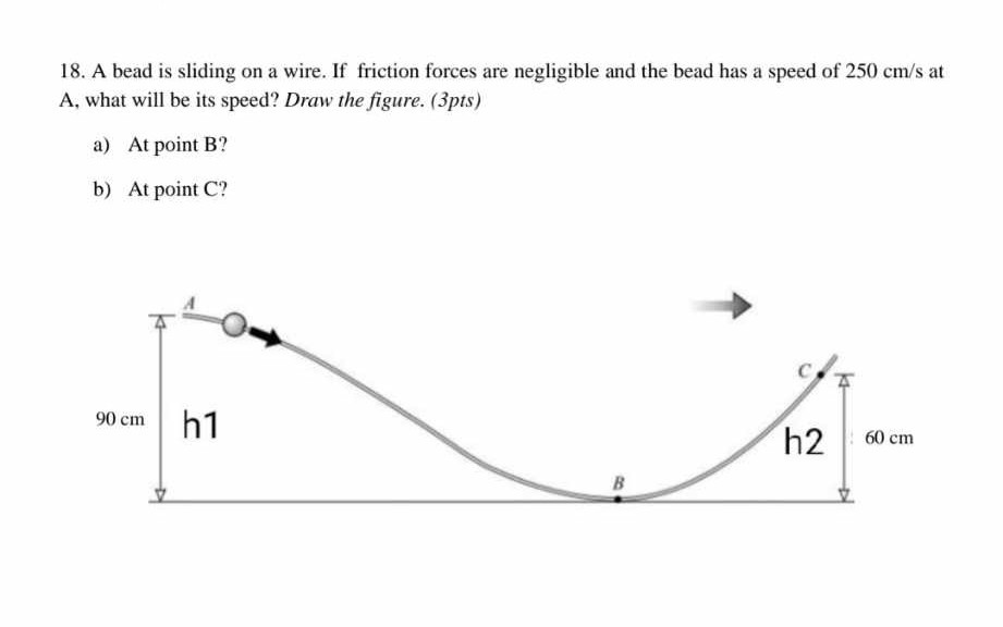 Friction Bead Problem 18. A bead is sliding on a wire. If friction forces are negligible and ...