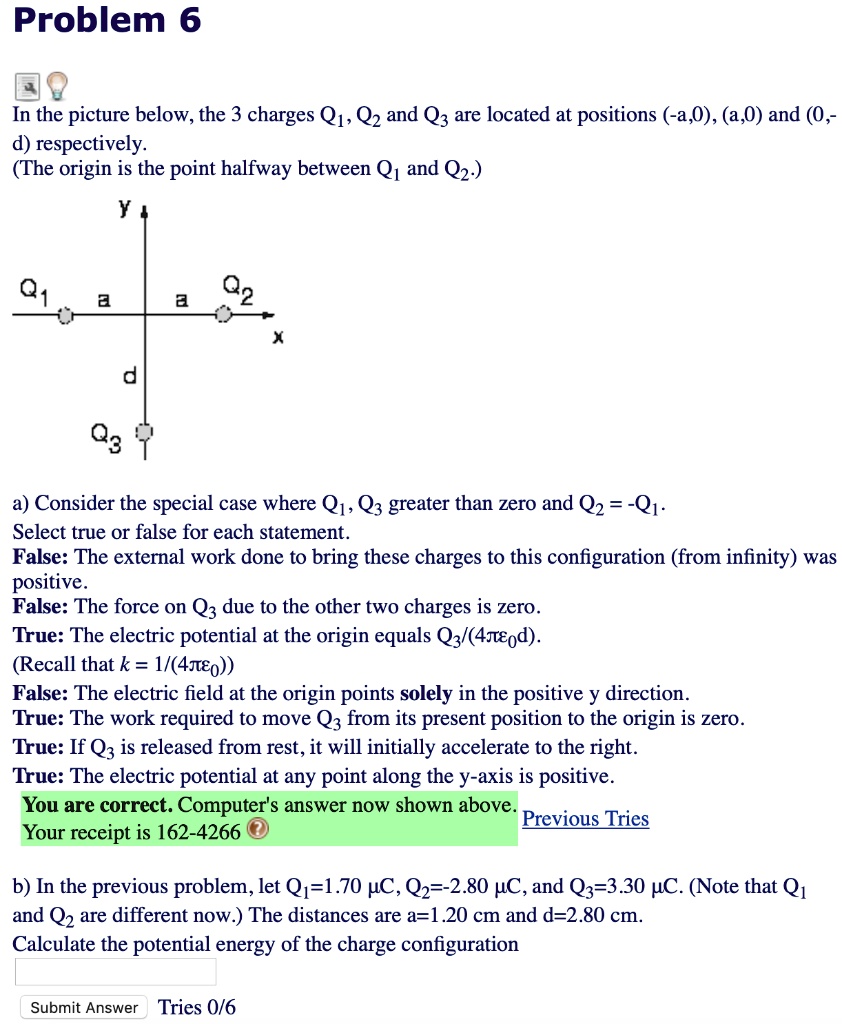 solved-problem-6-in-the-picture-below-the-3-charges-q1-q2-and-q3-are