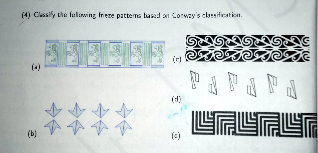 (4) Classify The Following Frieze Patterns Based On Conway's ...