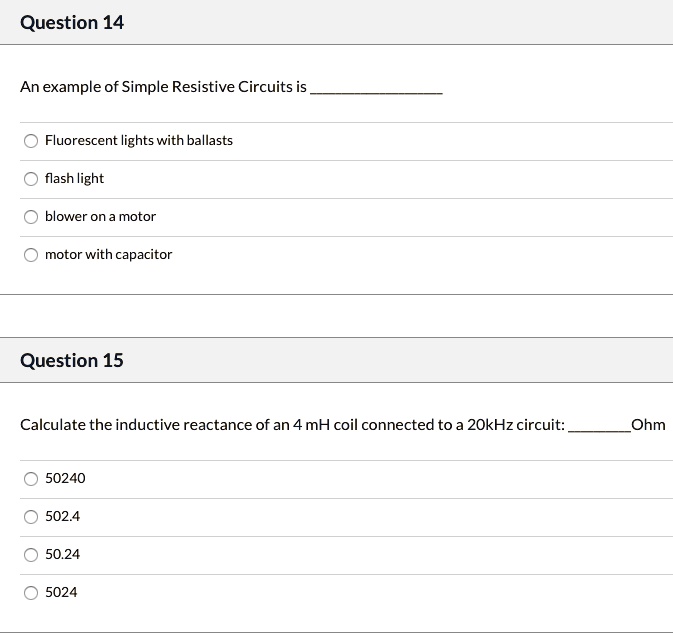 SOLVED Question 14 An example of Simple Resistive Circuits is O