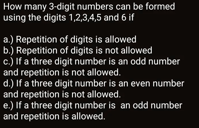 SOLVED: How Many 3-digit Numbers Can Be Formed Using The Digits 1,2,3,4 ...