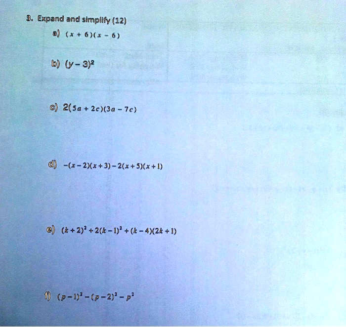 Solved Expand And Simplily 12 6 0 B Y 31 2 Sa 2c 30 Tc X 2x 3 2 Sxx 2 2 K 1 R 4 28 1 P 1y P 28 P