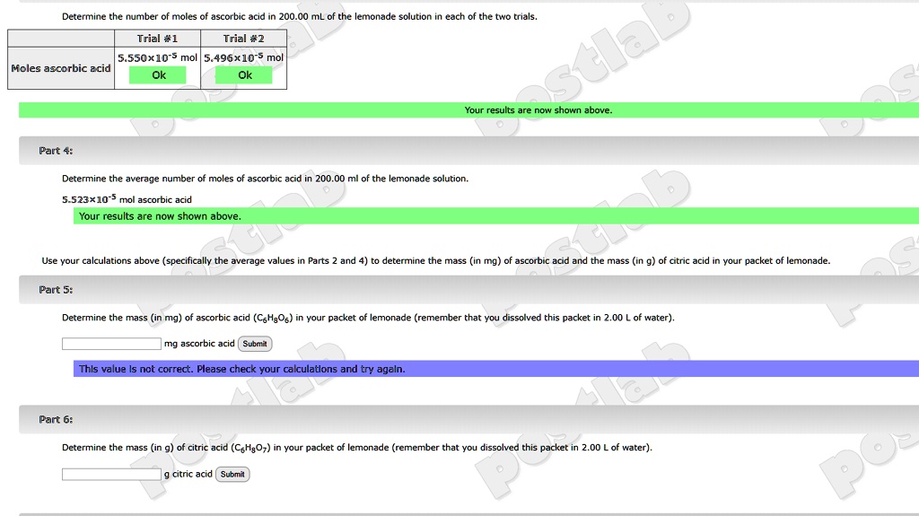 SOLVED Determine the number moles ascorbic acid Z00.00 mL of the