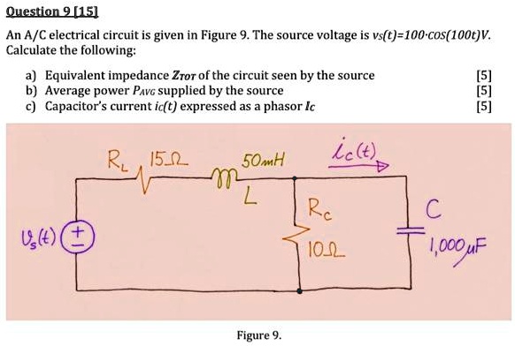 SOLVED: An A/C electrical circuit is given in Figure 1. The source ...