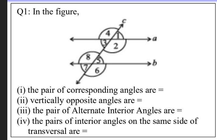 SOLVED: 'the pair of interior angles on the same side of transversal are