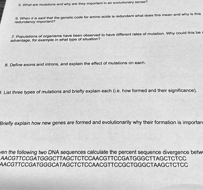 5. What are mutations and why are they important in an evolutionary ...