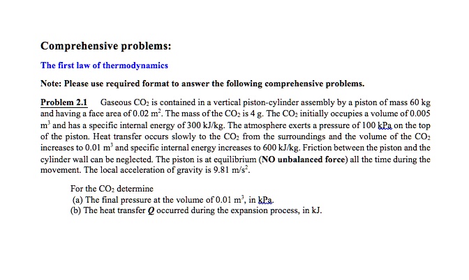 Specific Volume Sample Problem SOLVED: Comprehensive problems: The first law of thermodynamics Note ...
