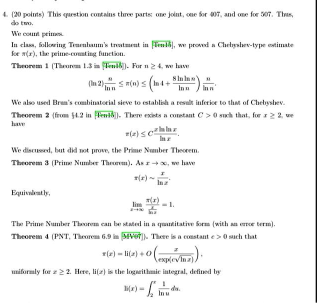 Solved Points This Question Contails Three Parts Joint Uhc For 07 Aud Ole For 507 Thus Do To We Couut Prites In Class Following Tenenbamm Treatmem H Fens We Proved Chehyshev Type