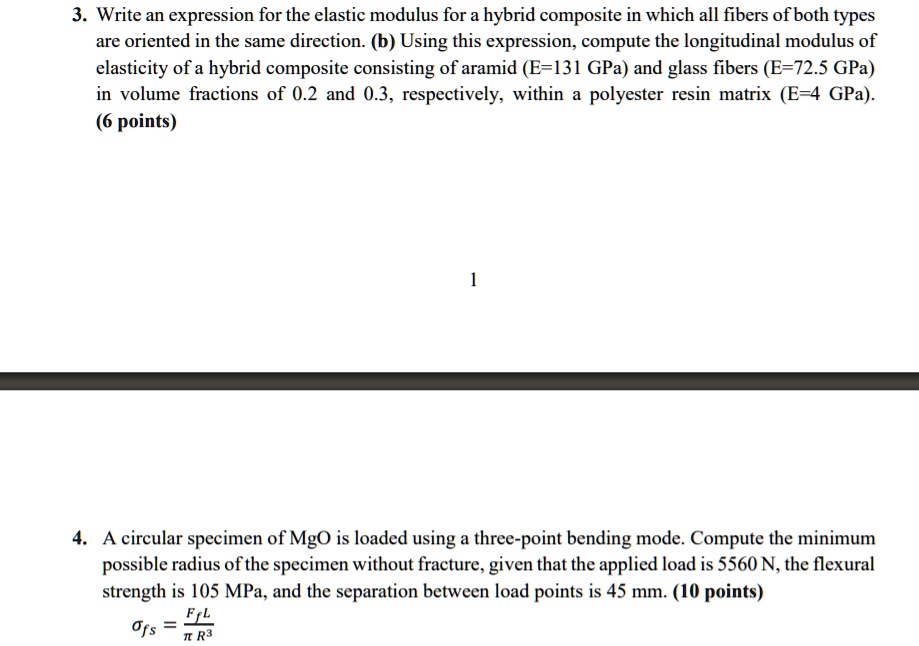 SOLVED 3. Write an expression for the elastic modulus for a hybrid
