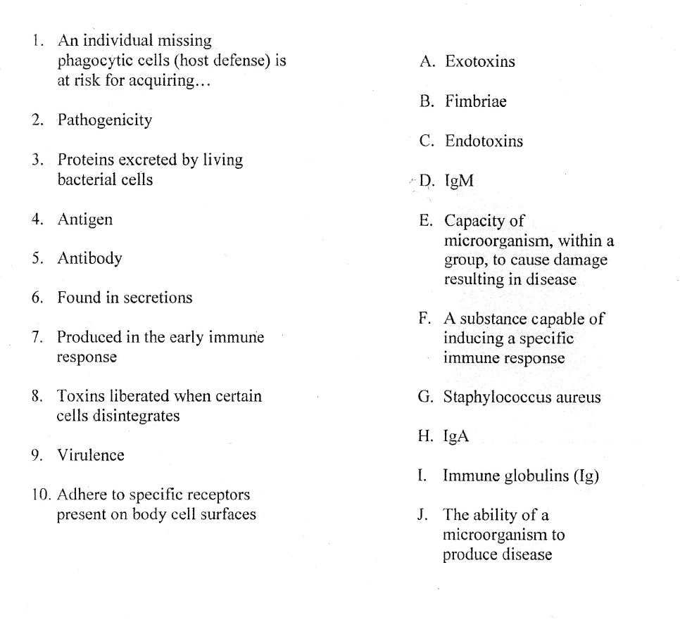 Solved An Individual Missing Phagocytic Cells Host Defense Is At Risk For Acquiring As