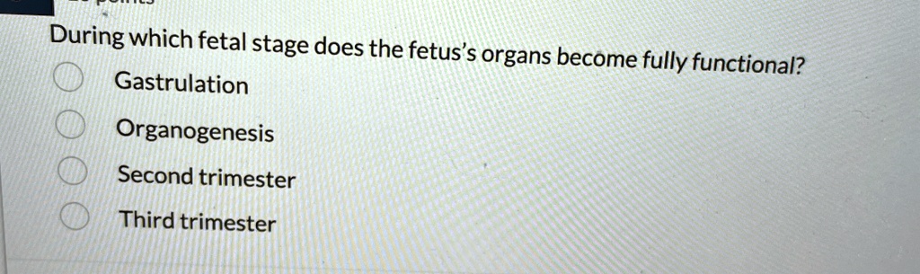 During which fetal stage does the fetus's organs become fully ...